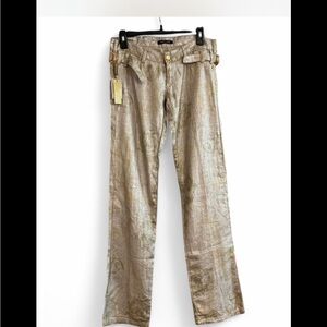 NWT Roberto Cavalli Gold Linen Pants